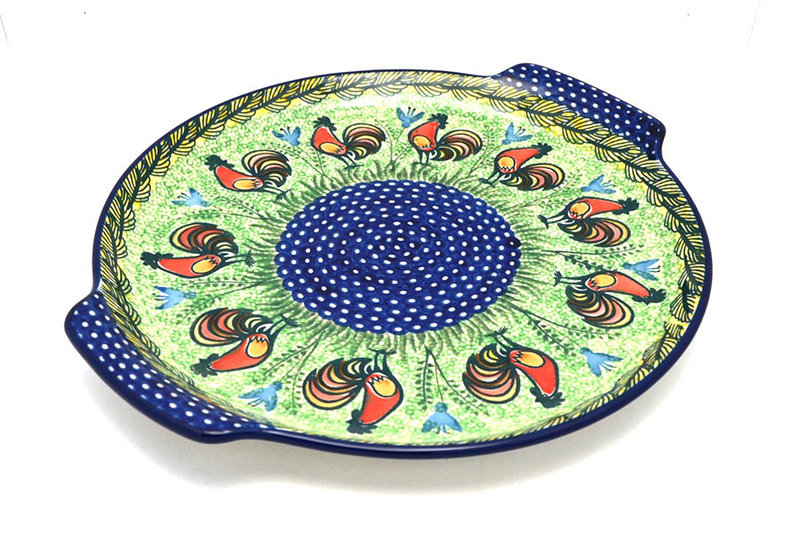Ceramika Artystyczna Polish Pottery Round Tray with Handles - Unikat Signature - U2663 152-U2663 (Ceramika Artystyczna)