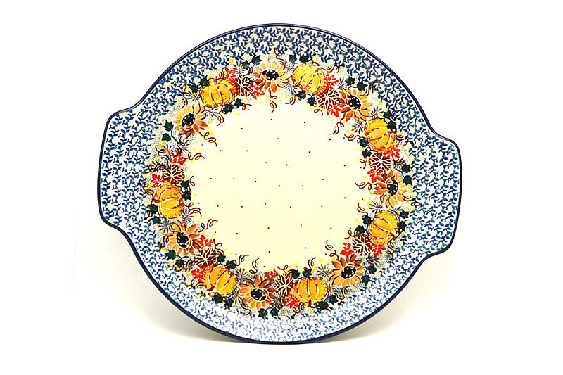 Ceramika Artystyczna Polish Pottery Round Tray with Handles - Unikat Signature - U4741 152-U4741 (Ceramika Artystyczna)