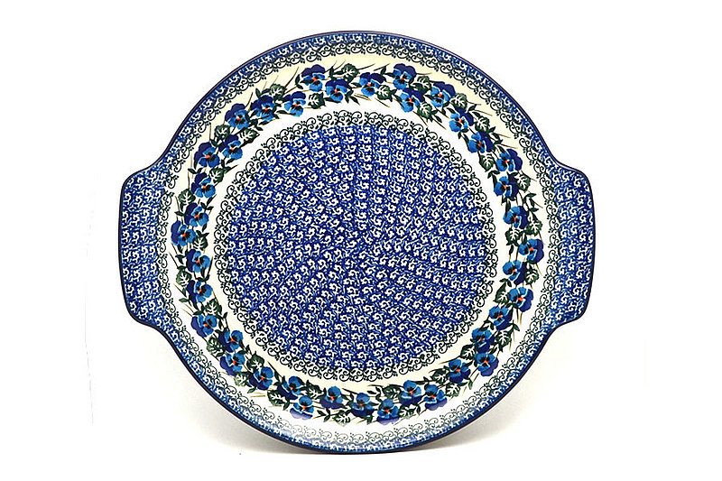 Ceramika Artystyczna Polish Pottery Round Tray with Handles - Winter Viola 152-2273a (Ceramika Artystyczna)