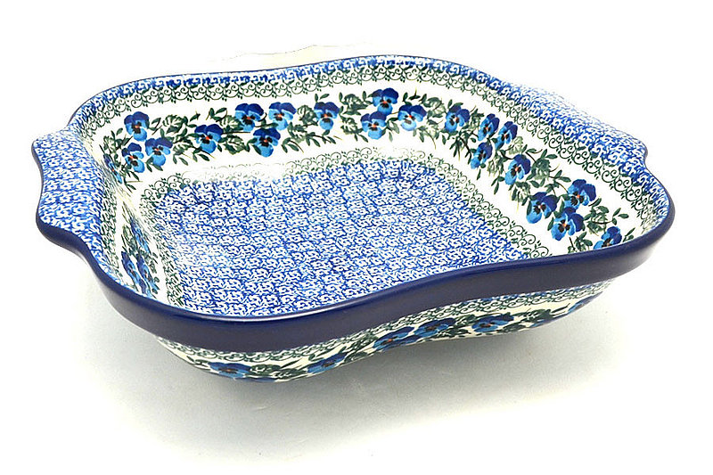 Ceramika Artystyczna Polish Pottery Rounded Square Bowl with Handles - Winter Viola 425-2273a (Ceramika Artystyczna)