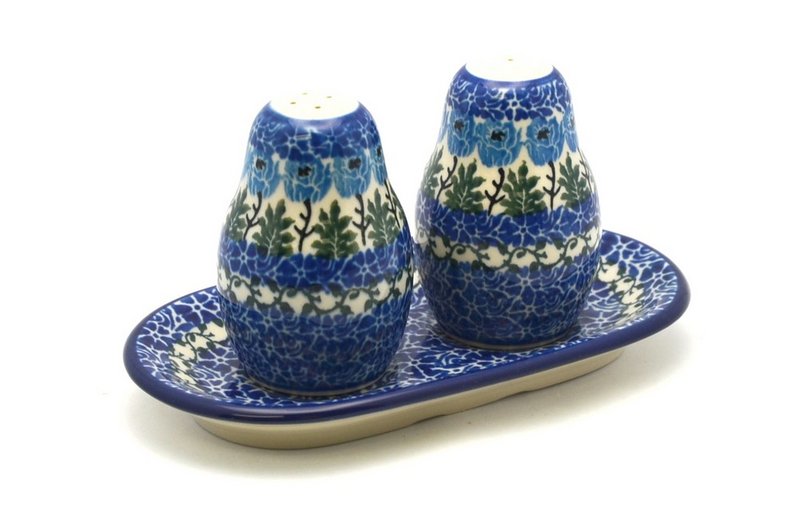 Ceramika Artystyczna Polish Pottery Salt & Pepper Set - Antique Rose 131-1390a (Ceramika Artystyczna)