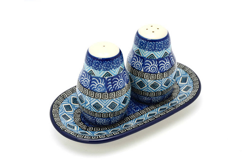 Ceramika Artystyczna Polish Pottery Salt & Pepper Set - Aztec Sky 131-1917a (Ceramika Artystyczna)