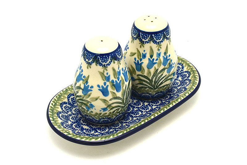 Ceramika Artystyczna Polish Pottery Salt & Pepper Set - Blue Bells 131-1432a (Ceramika Artystyczna)