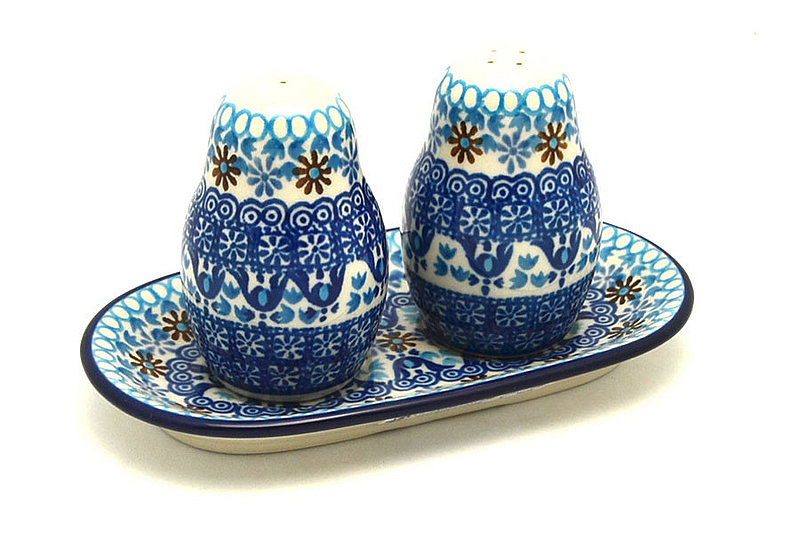 Ceramika Artystyczna Polish Pottery Salt & Pepper Set - Blue Yonder 131-2187a (Ceramika Artystyczna)