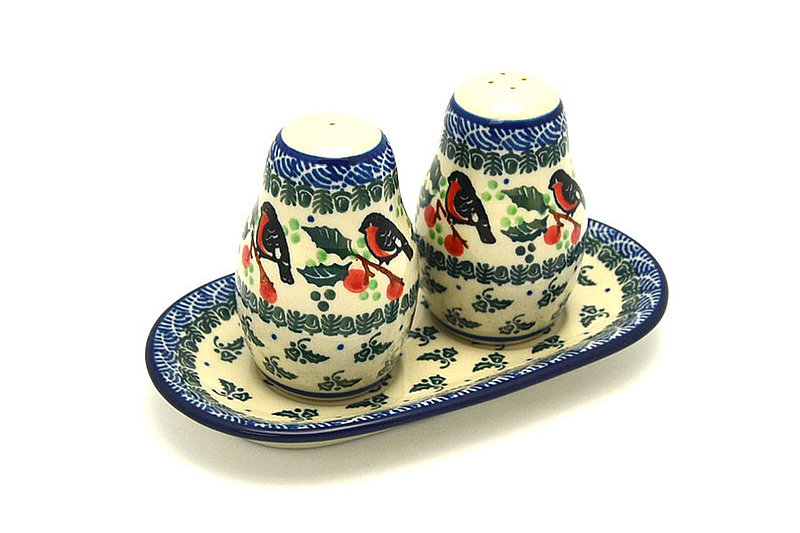 Ceramika Artystyczna Polish Pottery Salt & Pepper Set - Red Robin 131-1257a (Ceramika Artystyczna)