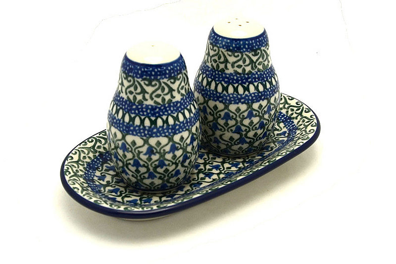 Ceramika Artystyczna Polish Pottery Salt & Pepper Set - Tulip Trellis 131-585a (Ceramika Artystyczna)