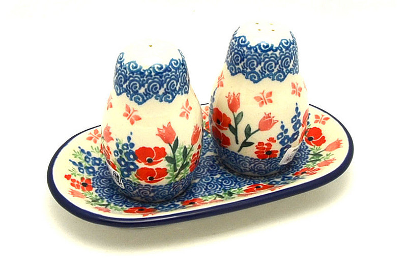Ceramika Artystyczna Polish Pottery Salt & Pepper Set - Whimsical Garden 131-3220a (Ceramika Artystyczna)