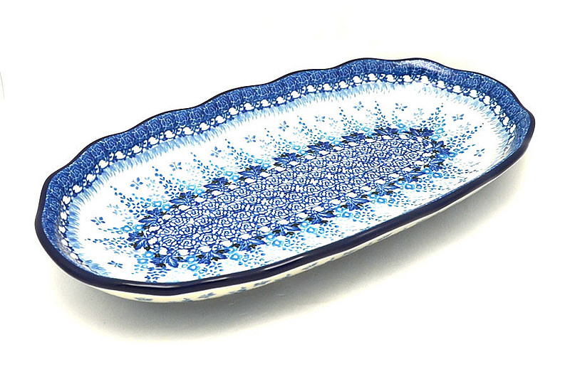 Ceramika Artystyczna Polish Pottery Scalloped Oval Tray - Blue Sage A42-3277a (Ceramika Artystyczna)