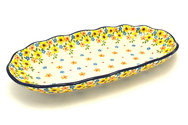 Ceramika Artystyczna Polish Pottery Scalloped Oval Tray - Buttercup A42-2225a (Ceramika Artystyczna)