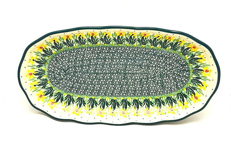 Ceramika Artystyczna Polish Pottery Scalloped Oval Tray - Daffodil A42-2777q (Ceramika Artystyczna)