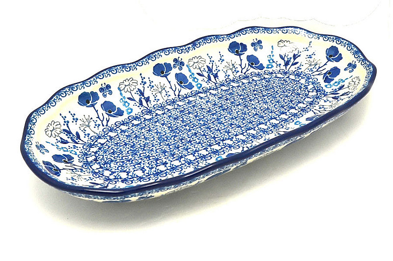 Ceramika Artystyczna Polish Pottery Scalloped Oval Tray - Evening Poppies A42-2902a (Ceramika Artystyczna)