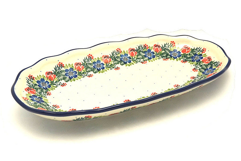 Ceramika Artystyczna Polish Pottery Scalloped Oval Tray - Garden Party A42-1535a (Ceramika Artystyczna)
