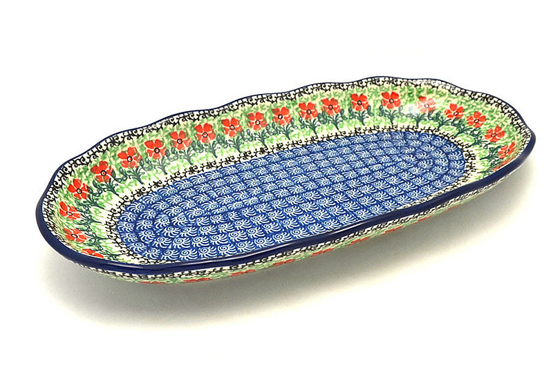 Polish Pottery Scalloped Oval Tray - Maraschino