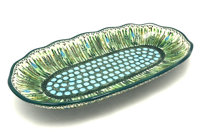 Ceramika Artystyczna Polish Pottery Scalloped Oval Tray - Unikat Signature - U0803 A42-U0803 (Ceramika Artystyczna)