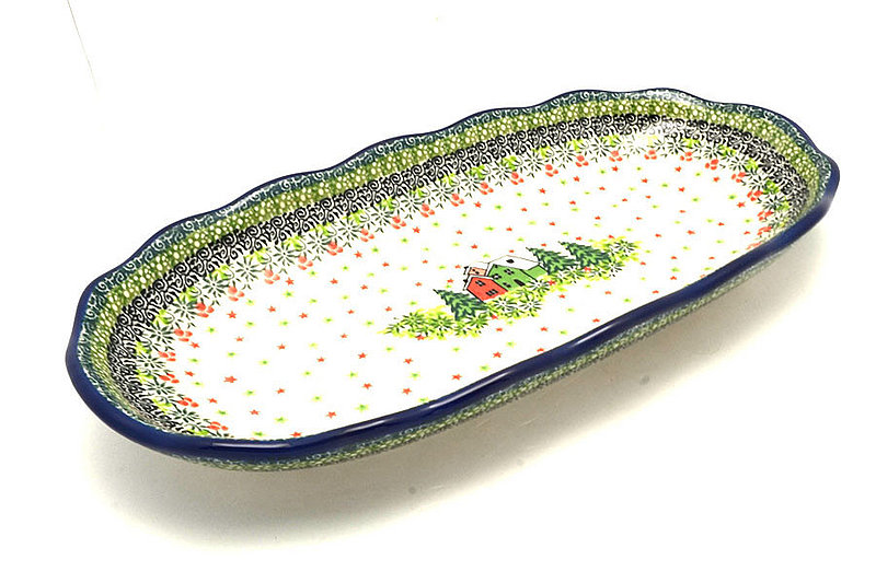 Ceramika Artystyczna Polish Pottery Scalloped Oval Tray - Unikat Signature - U5037 A42-U5037 (Ceramika Artystyczna)