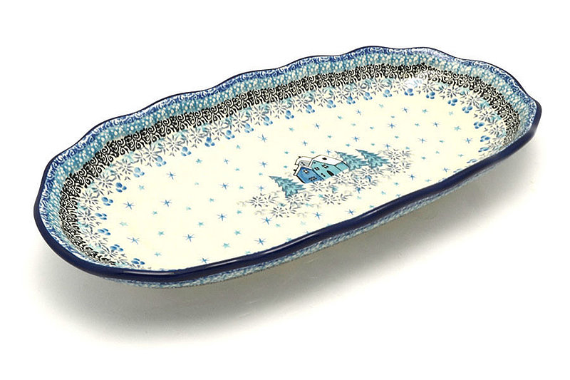 Ceramika Artystyczna Polish Pottery Scalloped Oval Tray - Unikat Signature - U5045 A42-U5045 (Ceramika Artystyczna)