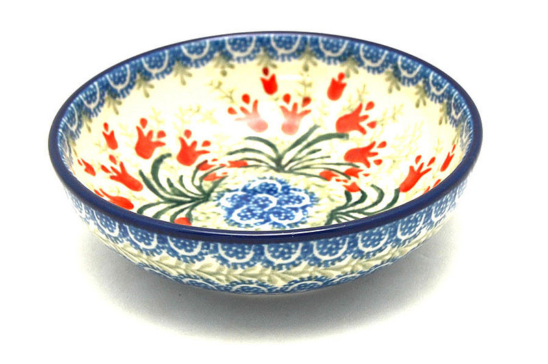 Ceramika Artystyczna Polish Pottery Small Shallow Bowl - Crimson Bells B89-1437a (Ceramika Artystyczna)