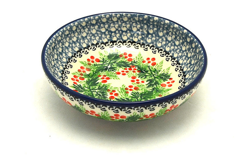 Ceramika Artystyczna Polish Pottery Small Shallow Bowl - Holly Berry B89-1734a (Ceramika Artystyczna)