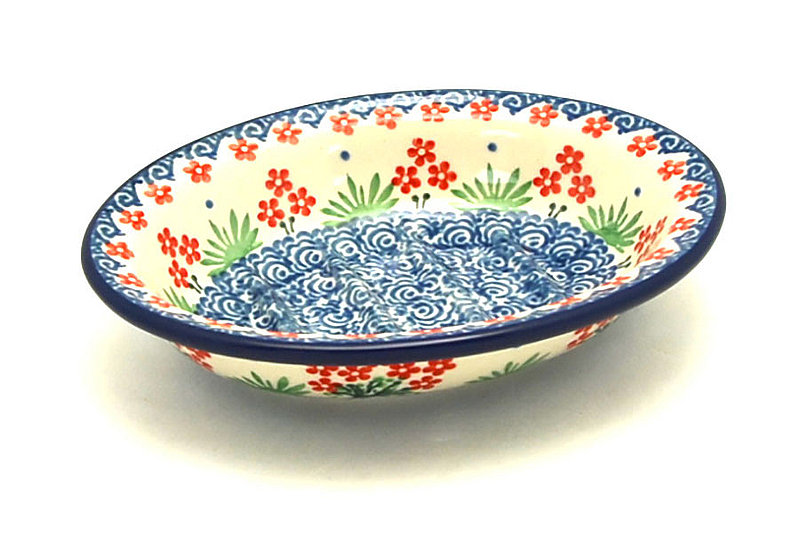 Ceramika Artystyczna Polish Pottery Soap Dish - Red Daisy Bouquet 510-3223a (Ceramika Artystyczna)