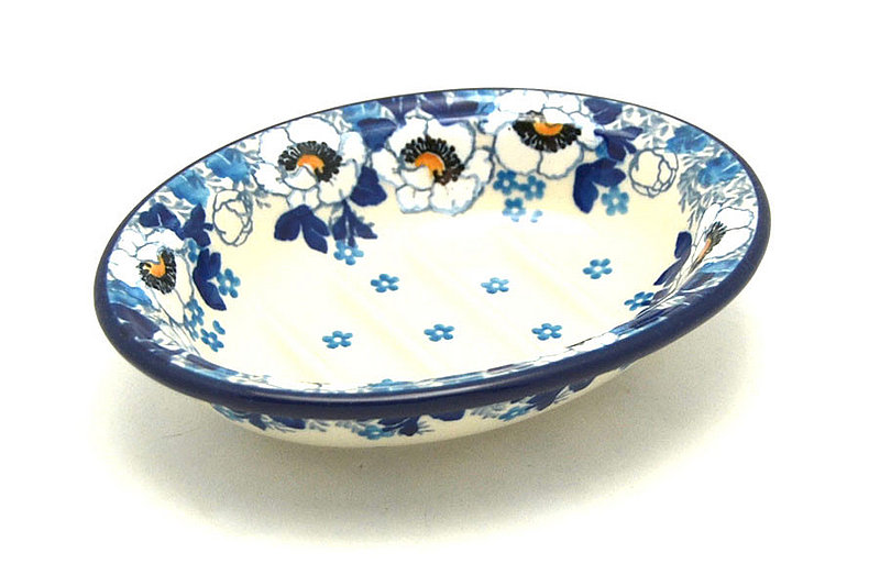 Ceramika Artystyczna Polish Pottery Soap Dish - White Poppy 510-2222a (Ceramika Artystyczna)