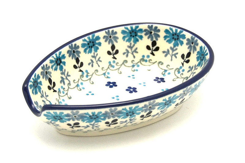 Ceramika Artystyczna Polish Pottery Spoon Rest - Bachelor Button 381-2641a (Ceramika Artystyczna)