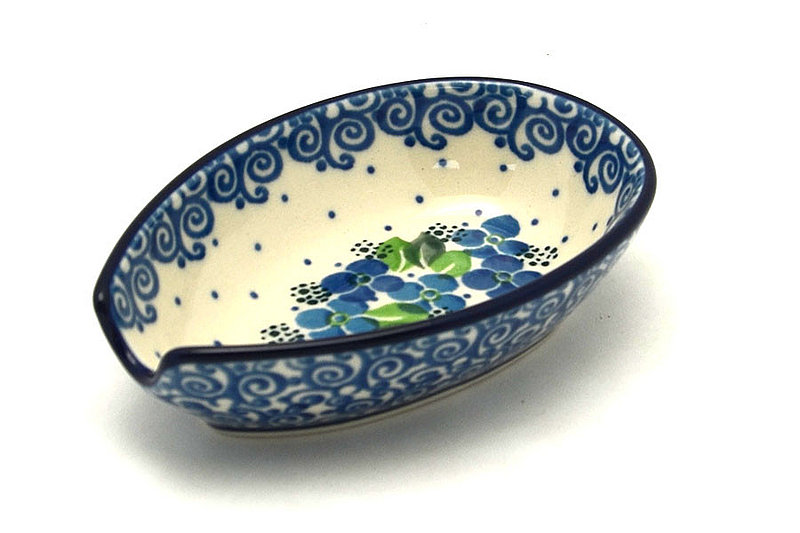 Ceramika Artystyczna Polish Pottery Spoon Rest - Blue Phlox 381-1417a (Ceramika Artystyczna)