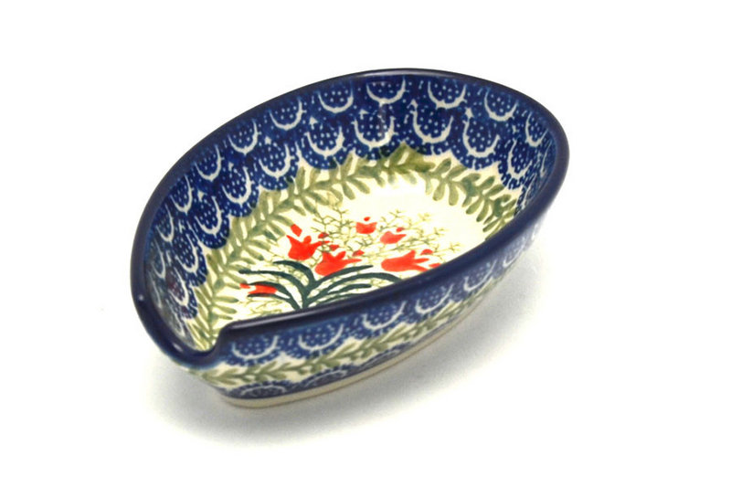Ceramika Artystyczna Polish Pottery Spoon Rest - Crimson Bells 381-1437a (Ceramika Artystyczna)