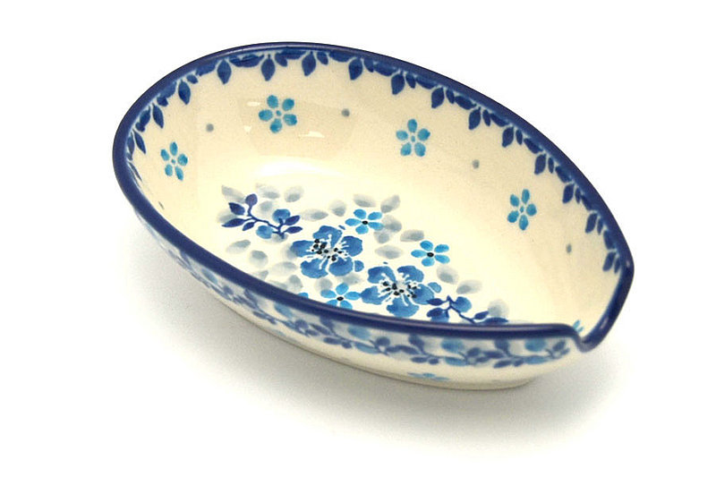 Ceramika Artystyczna Polish Pottery Spoon Rest - Flax Flower 381-2642a (Ceramika Artystyczna)