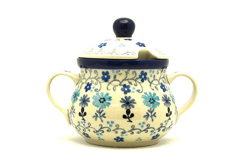 Ceramika Artystyczna Polish Pottery Sugar Bowl - Bachelor Button 035-2641a (Ceramika Artystyczna)