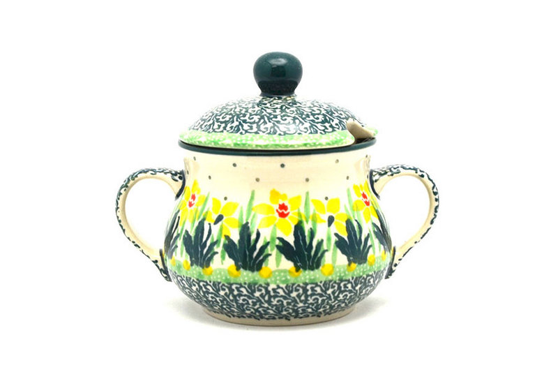 Ceramika Artystyczna Polish Pottery Sugar Bowl - Daffodil 035-2122q (Ceramika Artystyczna)
