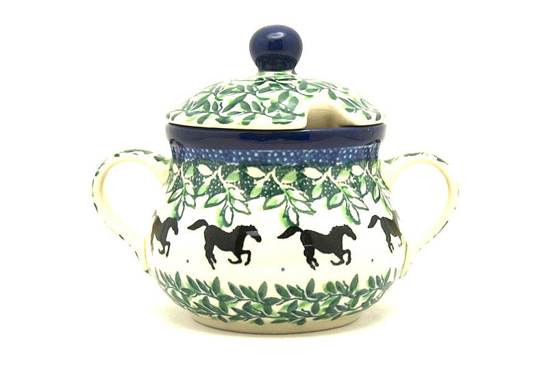 Ceramika Artystyczna Polish Pottery Sugar Bowl - Dark Horse 035-2241a (Ceramika Artystyczna)