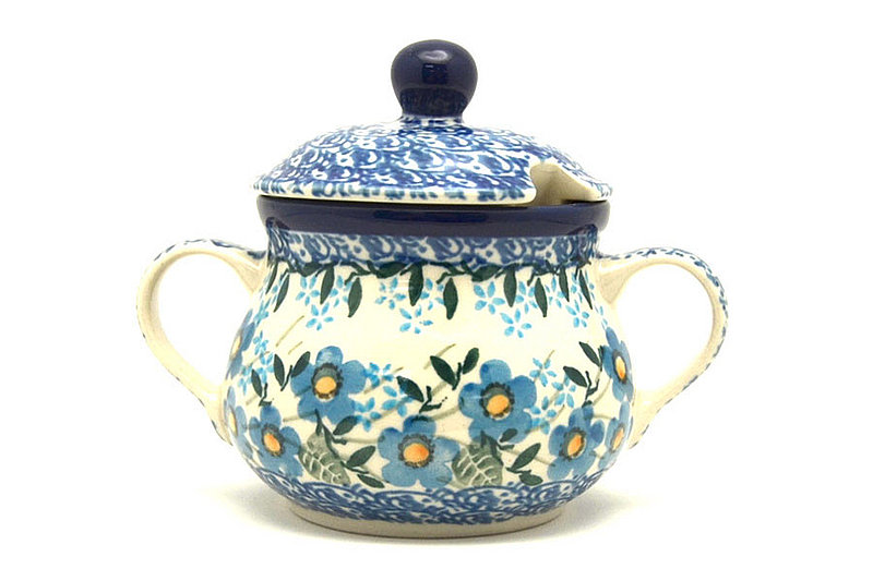 Ceramika Artystyczna Polish Pottery Sugar Bowl - Joyful Blue 035-2277a (Ceramika Artystyczna)