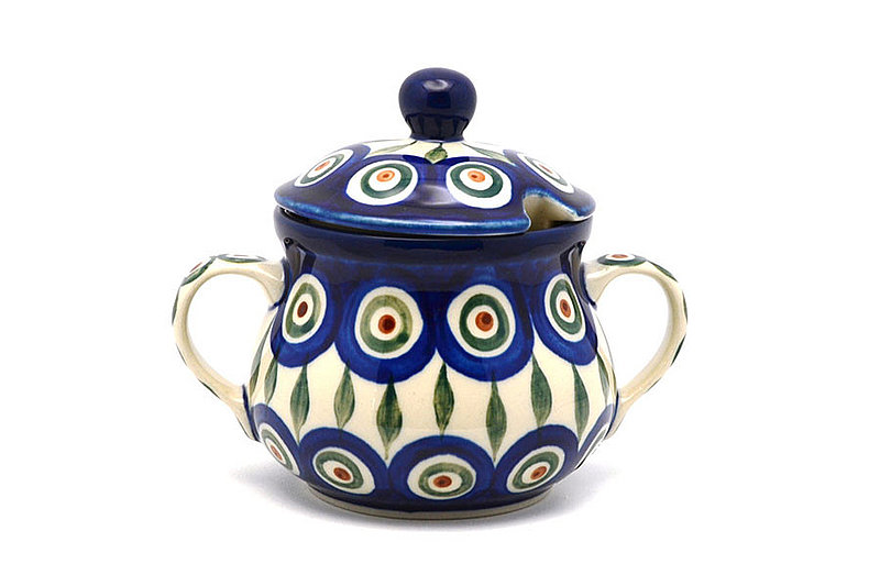 Ceramika Artystyczna Polish Pottery Sugar Bowl - Peacock 035-054a (Ceramika Artystyczna)