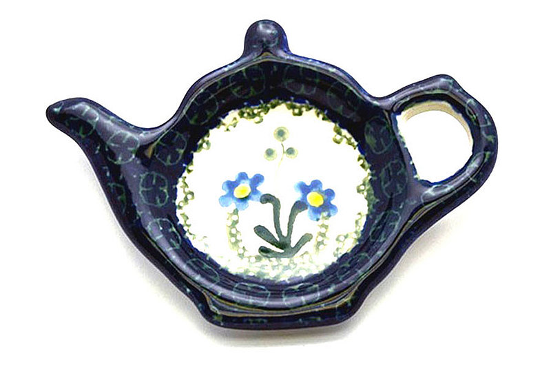 Polish Pottery Tea Bag Holder - Blue Spring Daisy