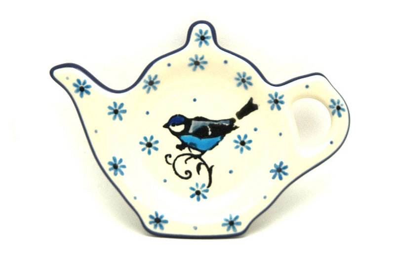 Ceramika Artystyczna Polish Pottery Tea Bag Holder - Bluebird 766-2529a (Ceramika Artystyczna)