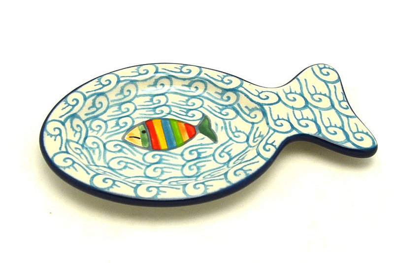 Ceramika Artystyczna Polish Pottery Tea Bag Holder - Fish - Rainbow Fish B47-2540a (Ceramika Artystyczna)