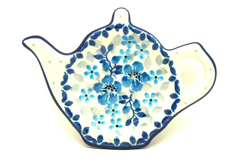 Ceramika Artystyczna Polish Pottery Tea Bag Holder - Flax Flower 766-2642a (Ceramika Artystyczna)