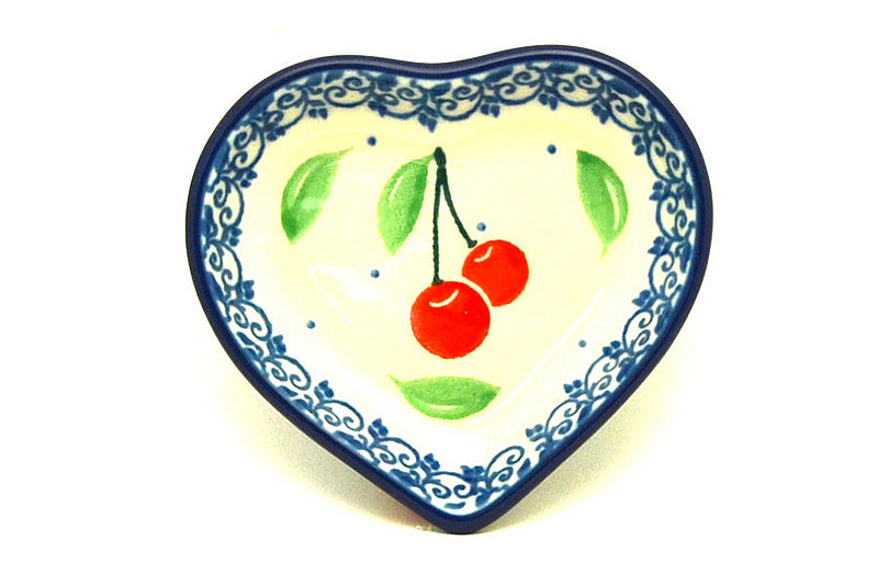 Polish Pottery Tea Bag Holder - Heart - Cherry Pie