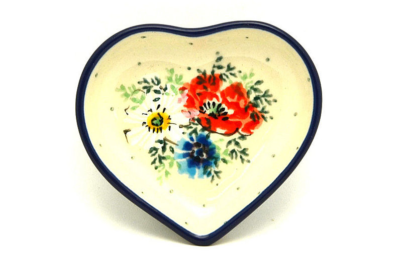 Ceramika Artystyczna Polish Pottery Tea Bag Holder - Heart - Double Delight B64-2511a (Ceramika Artystyczna)