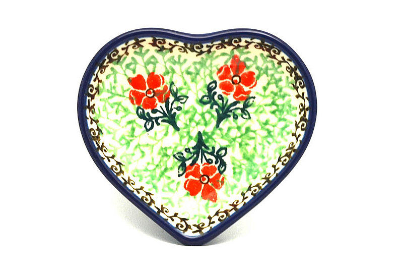 Ceramika Artystyczna Polish Pottery Tea Bag Holder - Heart - Maraschino B64-1916a (Ceramika Artystyczna)