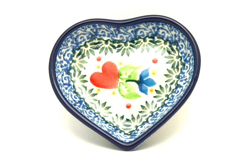 Ceramika Artystyczna Polish Pottery Tea Bag Holder - Heart - Sweet Hearts B64-2732a (Ceramika Artystyczna)