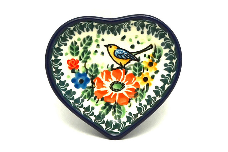 Ceramika Artystyczna Polish Pottery Tea Bag Holder - Heart - Unikat Signature - U2517 B64-U2517 (Ceramika Artystyczna)