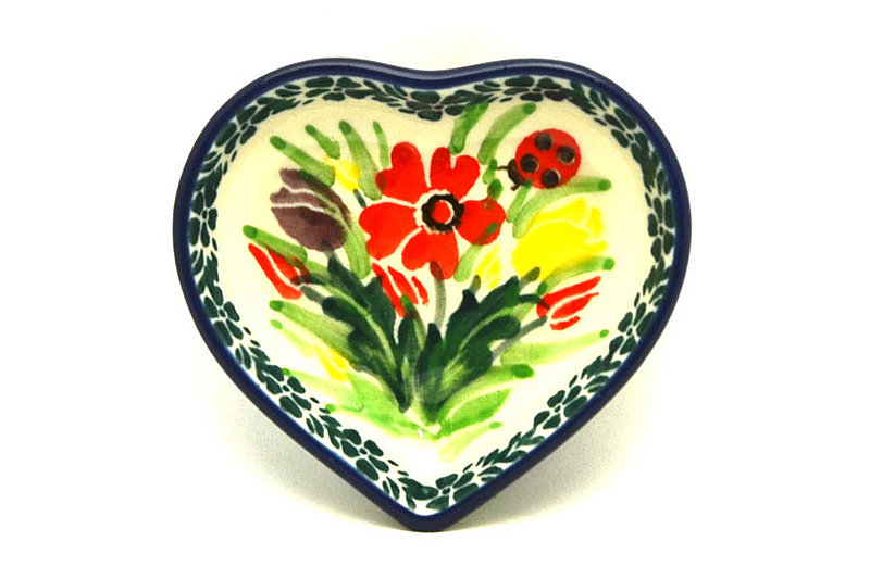 Ceramika Artystyczna Polish Pottery Tea Bag Holder - Heart - Unikat Signature - U3787 B64-U3787 (Ceramika Artystyczna)