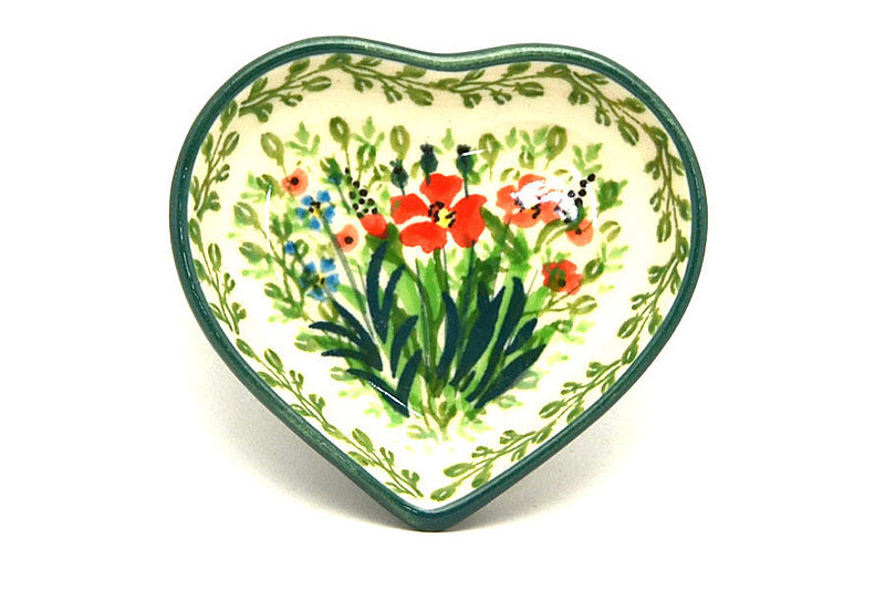Ceramika Artystyczna Polish Pottery Tea Bag Holder - Heart - Unikat Signature - U4335 B64-U4335 (Ceramika Artystyczna)