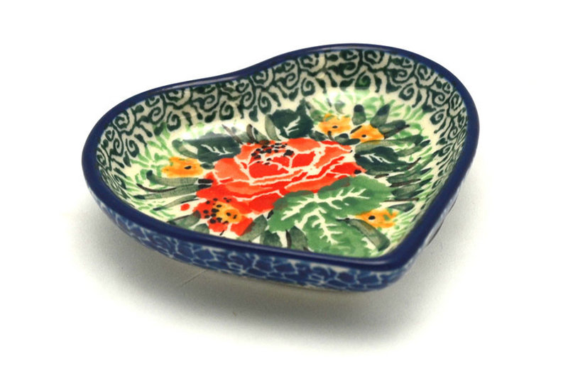 Ceramika Artystyczna Polish Pottery Tea Bag Holder - Heart - Unikat Signature - U4400 B64-U4400 (Ceramika Artystyczna)