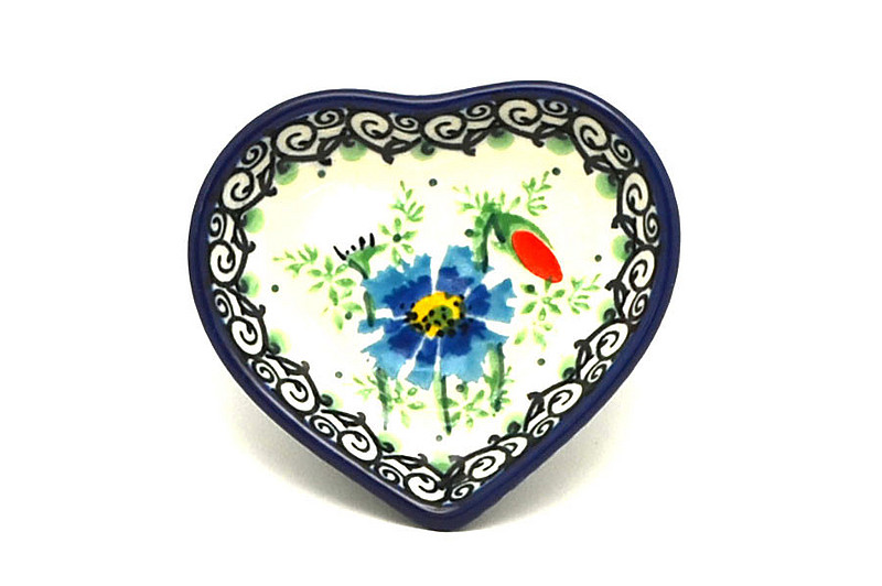 Ceramika Artystyczna Polish Pottery Tea Bag Holder - Heart - Unikat Signature - U4968 B64-U4968 (Ceramika Artystyczna)