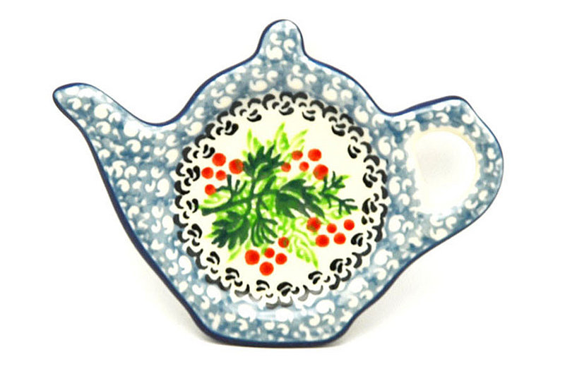 Ceramika Artystyczna Polish Pottery Tea Bag Holder - Holly Berry 766-1734a (Ceramika Artystyczna)