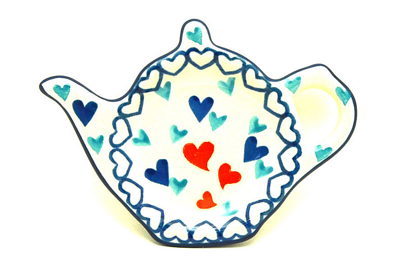 Ceramika Artystyczna Polish Pottery Tea Bag Holder - Lots of Love 766-2878a (Ceramika Artystyczna)