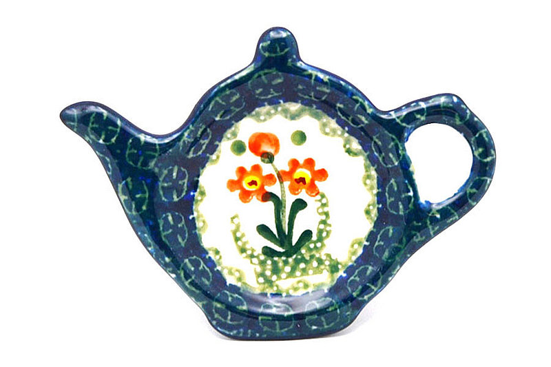 Ceramika Artystyczna Polish Pottery Tea Bag Holder - Peach Spring Daisy 766-560a (Ceramika Artystyczna)