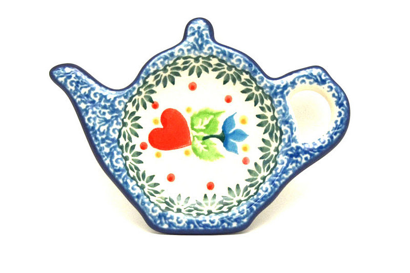 Ceramika Artystyczna Polish Pottery Tea Bag Holder - Sweet Hearts 766-2732a (Ceramika Artystyczna)